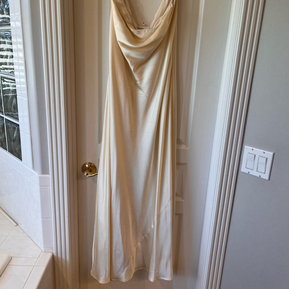 Reformation Cream Satin Gown